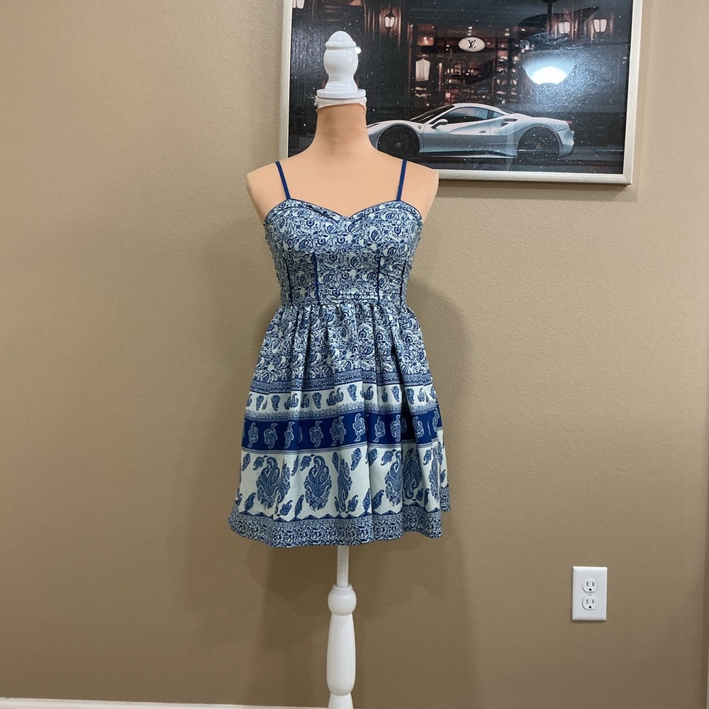 Band of Gypsies Blue and White Mini Dress